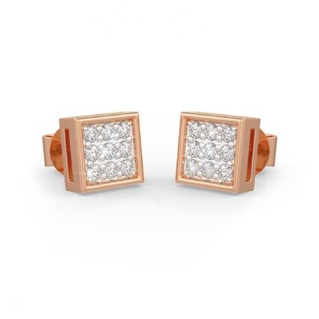 Everyday diamond studs - square Square grid-shaped diamonds in gold.