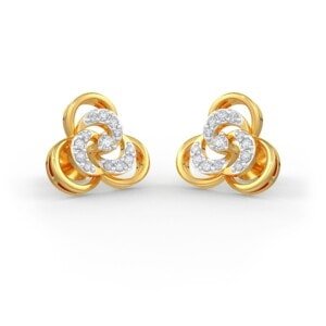 diamond and gold earrings front angle