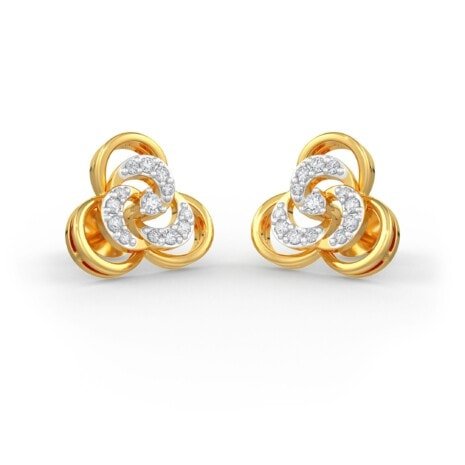 1 diamond and gold earrings front angle