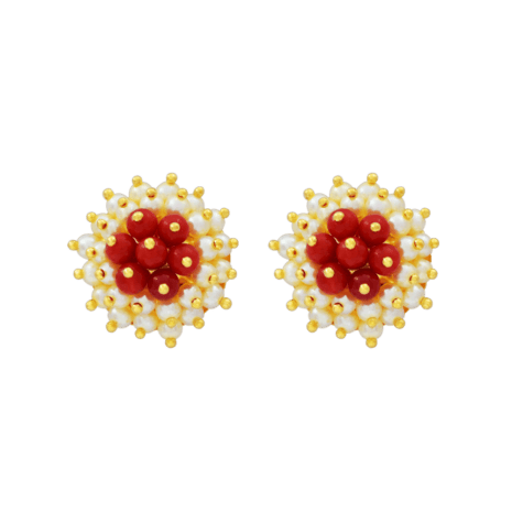 Pearl and Coral Earrings