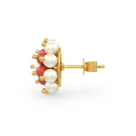 SER-30945 (4) Pearl and Coral Earrings