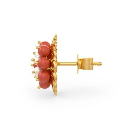 SER-30953 (1) Coral Pearl Earring