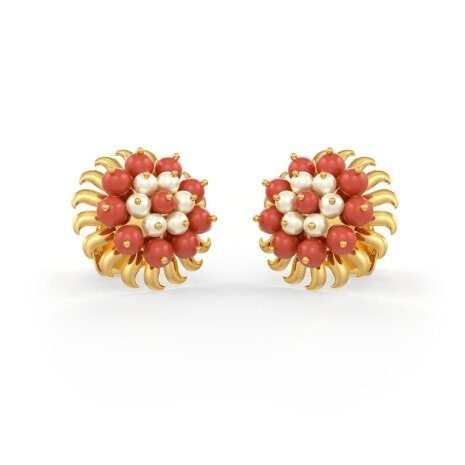SER-30953 (3) Coral Pearl Earring
