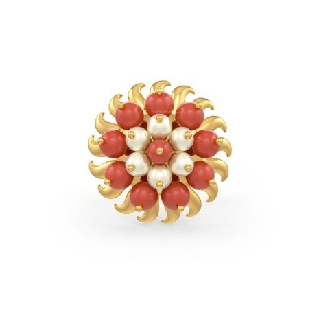 SER-30953 (4) Coral Pearl Earring