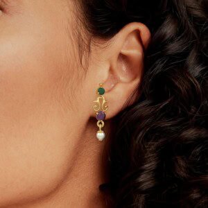 SER-32469 (4) ruby emerald purl earrings