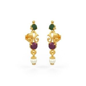 ruby emerald purl earrings