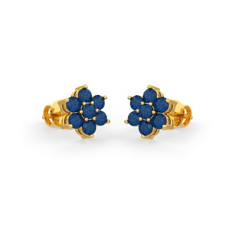 1 Blue sapphires set in gold in a floral pattern