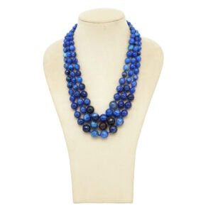 Royal Blue Agate three Line Necklace