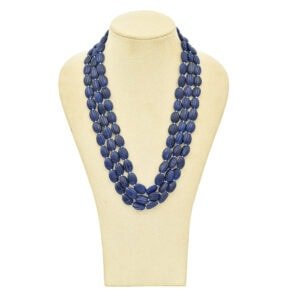 Blue Oval Shape Beads Necklace