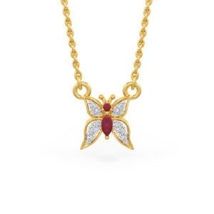 Ruby Diamond Butterfly Pendant