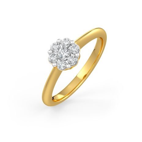 DRG-31987 Gold ring with diamond cluster with white prongs